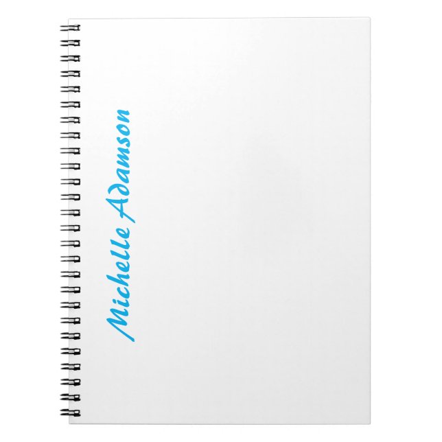 Caderno Espiral Retro Elegante Simples Azul Céu Branco (Frente)