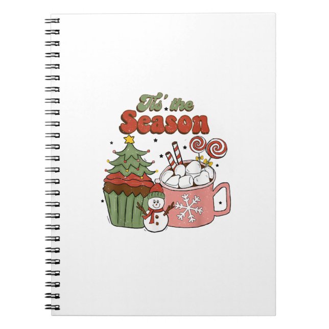 Caderno Espiral Retro Esta É A Época De Natal Café Snowman (Frente)