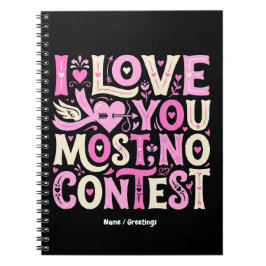 Caderno Espiral Retro Eu Te Amo Mais Sem Contestação Rosa Creme