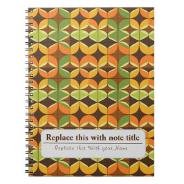 Caderno Espiral Retro-Funky Laranja-Avocado Verde Personalizado