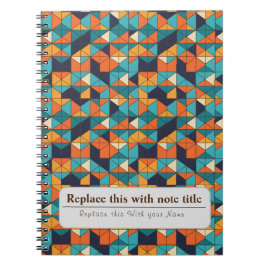 Caderno Espiral Retro-Funky Laranja-Teal Personalizado