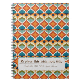 Caderno Espiral Retro-Funky Laranja-Teal Personalizado