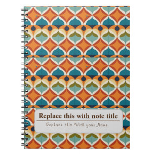 Caderno Espiral Retro-Funky Laranja-Teal Personalizado