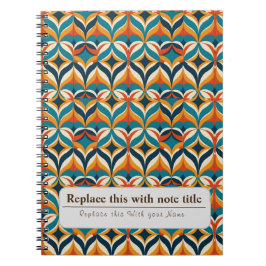 Caderno Espiral Retro-Funky Laranja-Teal Personalizado