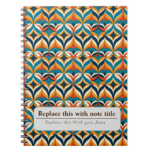 Caderno Espiral Retro-Funky Laranja-Teal Personalizado
