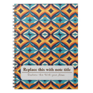 Caderno Espiral Retro-Funky Laranja-Teal Personalizado