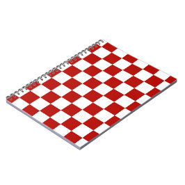 Caderno Espiral Retro geométrico branco-vermelho-quadrado