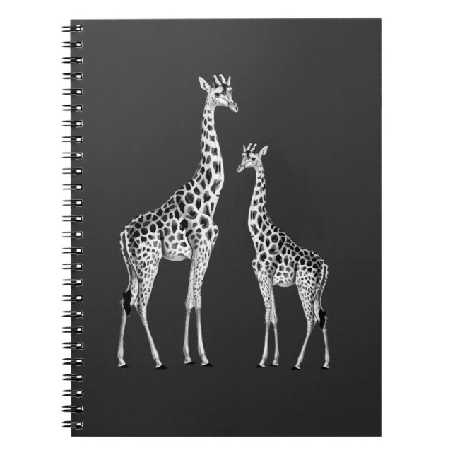 Caderno Espiral Retro Giraffe Funny Safari Animal Art (Frente)
