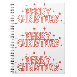Caderno Espiral Retro Merry Christmas Typography