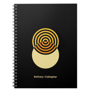 Caderno Espiral Retro Minimalista - Círculos Concentrados e Person