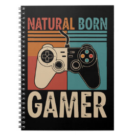 Caderno Espiral Retro Natural Born Gamer Funny