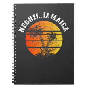 Caderno Espiral Retro Negril Jamaica praia pôr do sol