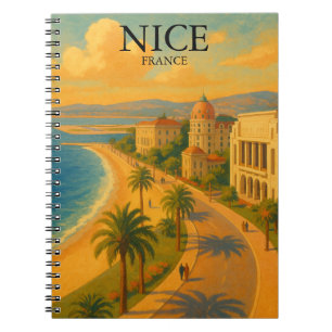Caderno Espiral Retro Nice França Riviera Promenade Francesa