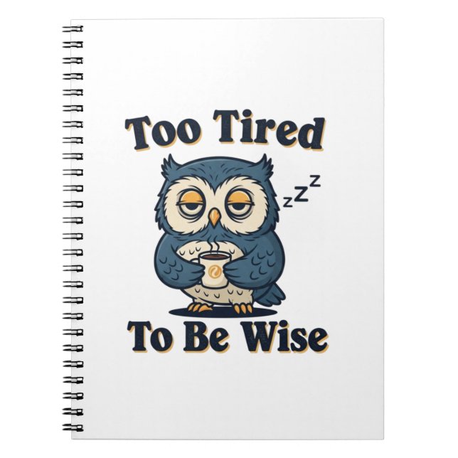 Caderno Espiral Retro Owl Tired Thoughts Lined Notebook (Frente)