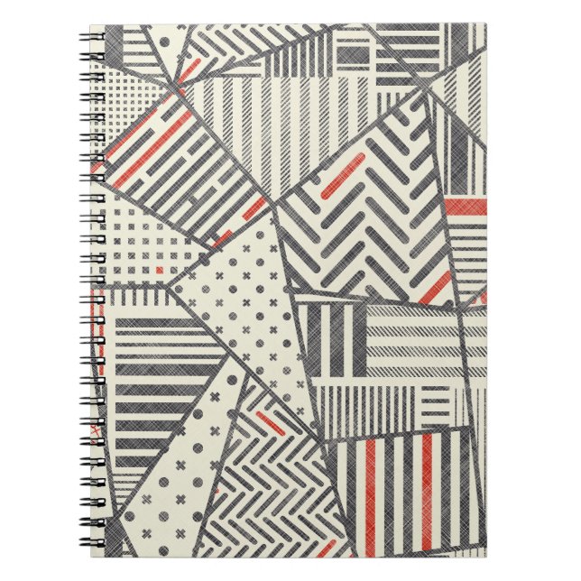 Caderno Espiral Retro Patch: Abstrato Geométrico Design (Frente)