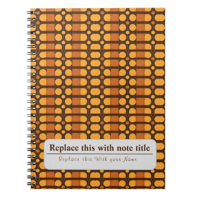 Caderno Espiral Retro Personalizado Funky Laranja-Brown (Frente)