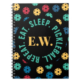 Caderno Espiral 😍 Retro Picklebolas / preto com iniciais