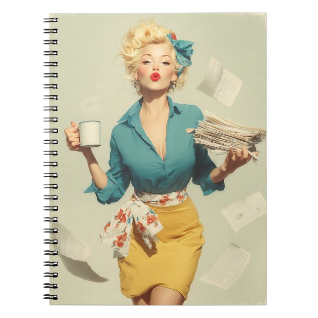 Caderno Espiral Retro Pin-Up Office Chic (Frente)