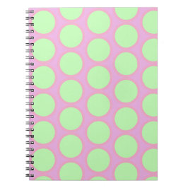 Caderno Espiral Retro Polka Dots Pink & Green Design 