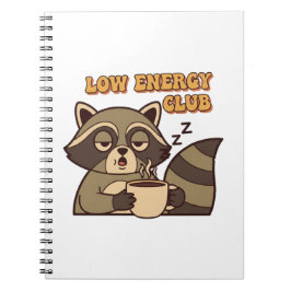 Caderno Espiral Retro Raccoon Low Energy Thoughts Lined Notebook