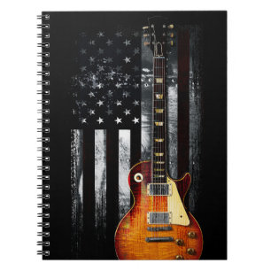 Caderno Espiral Retro Rock N Roll American Flag Guitar