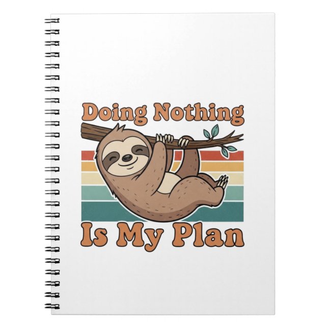 Caderno Espiral Retro Sloth Lazy Quote Lined Notebook (Frente)