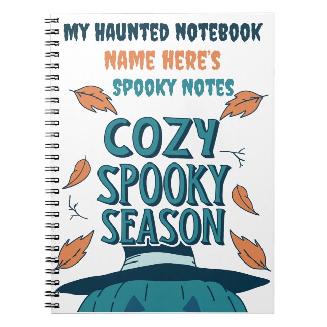 Caderno Espiral Retro Spooky Pumpkin Halloween Cozy Spooky Season (Frente)