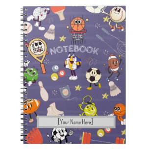 Caderno Espiral Retro Sport Squad: Atletismo de Desenhos Animados