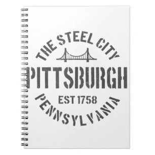 Caderno Espiral Retro Steel City Pittsburgh Pensilvânia Yinz