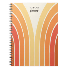 Caderno Espiral Retro Stripes 80 s Laranja Amarelo Laranja