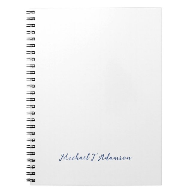 Caderno Espiral Retro Style Elegant Plain White Calligraphy Name (Frente)