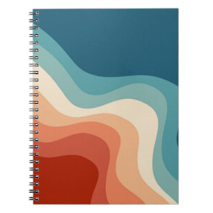 Caderno Espiral Retro style waves