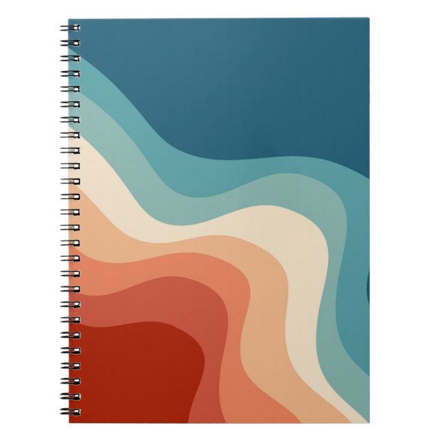 Caderno Espiral Retro style waves (Frente)