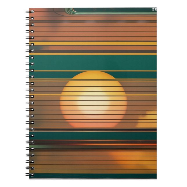 Caderno Espiral Retro Sunset Lines Aesthetic Spiral Notebook (Frente)