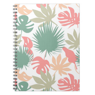 Caderno Espiral Retro, tropical, folhas