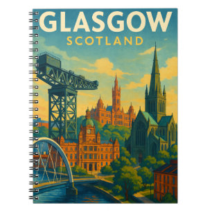 Caderno Espiral Retro Viagem Glasgow Escócia