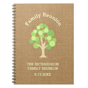 Caderno Espiral Reunião de família verde rústica bonito da árv