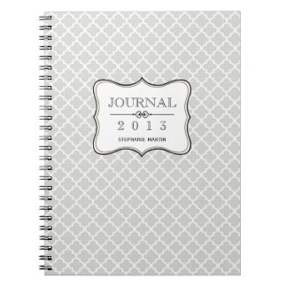 Caderno Espiral Revista personalizada de azulejos marroquinos cinz