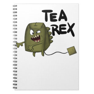 Caderno Espiral rex do chá, dinossauro engraçado