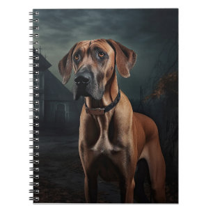 Caderno Espiral Rhodesian Ridgeback Halloween Assustador
