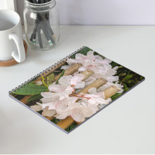 Caderno Espiral Rhododendron branco e cerca de bambu Floral