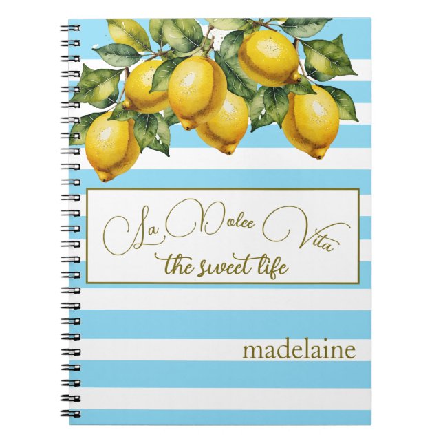 Caderno Espiral Ribeirinha italiana Lemon Botanical Blue Strike (Frente)