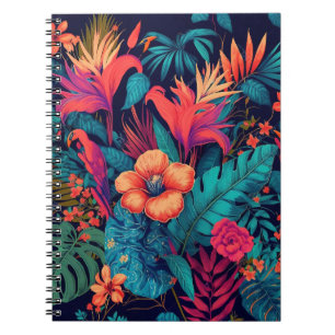 Caderno Espiral Rich Tropical Floral Patterno