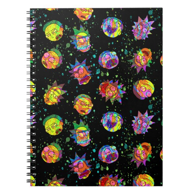Caderno Espiral RICK E MORTY™ | Padrão de espiral psicodélico (Frente)