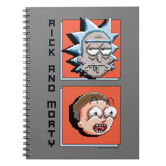 Caderno Espiral Rick Pixelverso e Gráfico do Painel Morty (Frente)