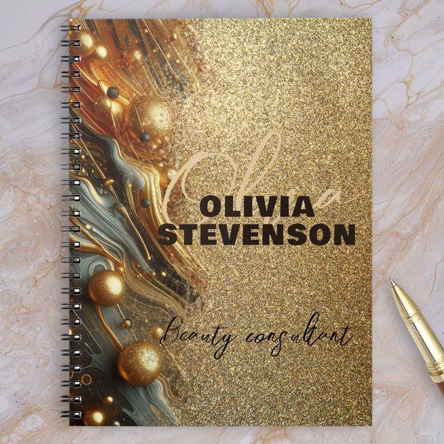 Caderno Espiral Rico Luxury Glam Dourado mármore (Criador carregado)
