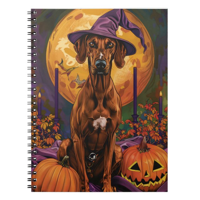 Caderno Espiral Ridgeback Ridgeback Dog Halloween Bruxelles Pumpki (Frente)