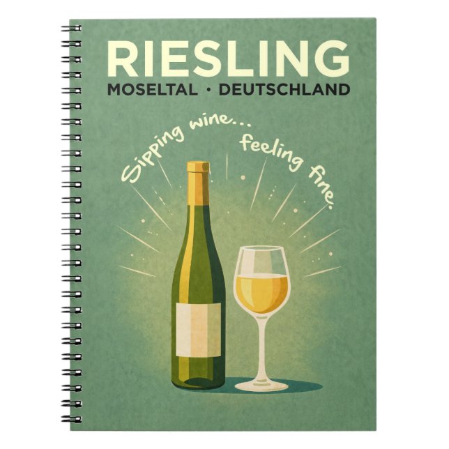 Caderno Espiral Riesling Moseltal Deutschland Vintage Travel Art (Frente)