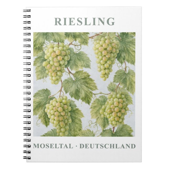 Caderno Espiral Riesling Moseltal Germany Vintage Travel Art (Frente)