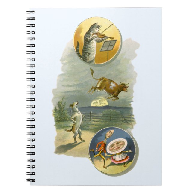 Caderno Espiral Rima Tradicional da Mamãe Gansa Hey Diddle (Frente)